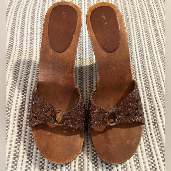 Brown Woven Women's Wedge Sandals - Picture 3 of 5